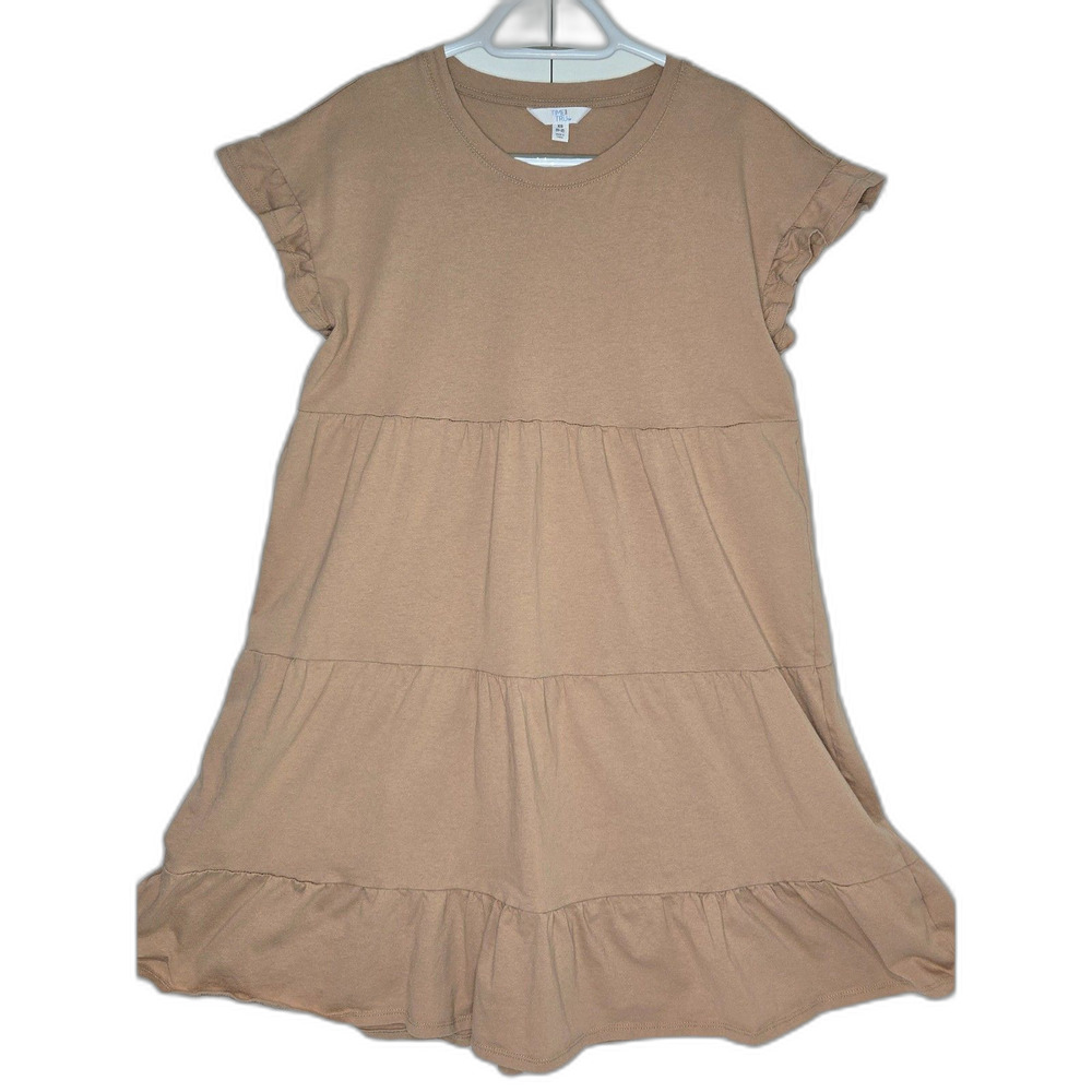 Time and Tru Tiered Swing Dress | Women's Size XS | Brown Knit Ruffle Sleeve